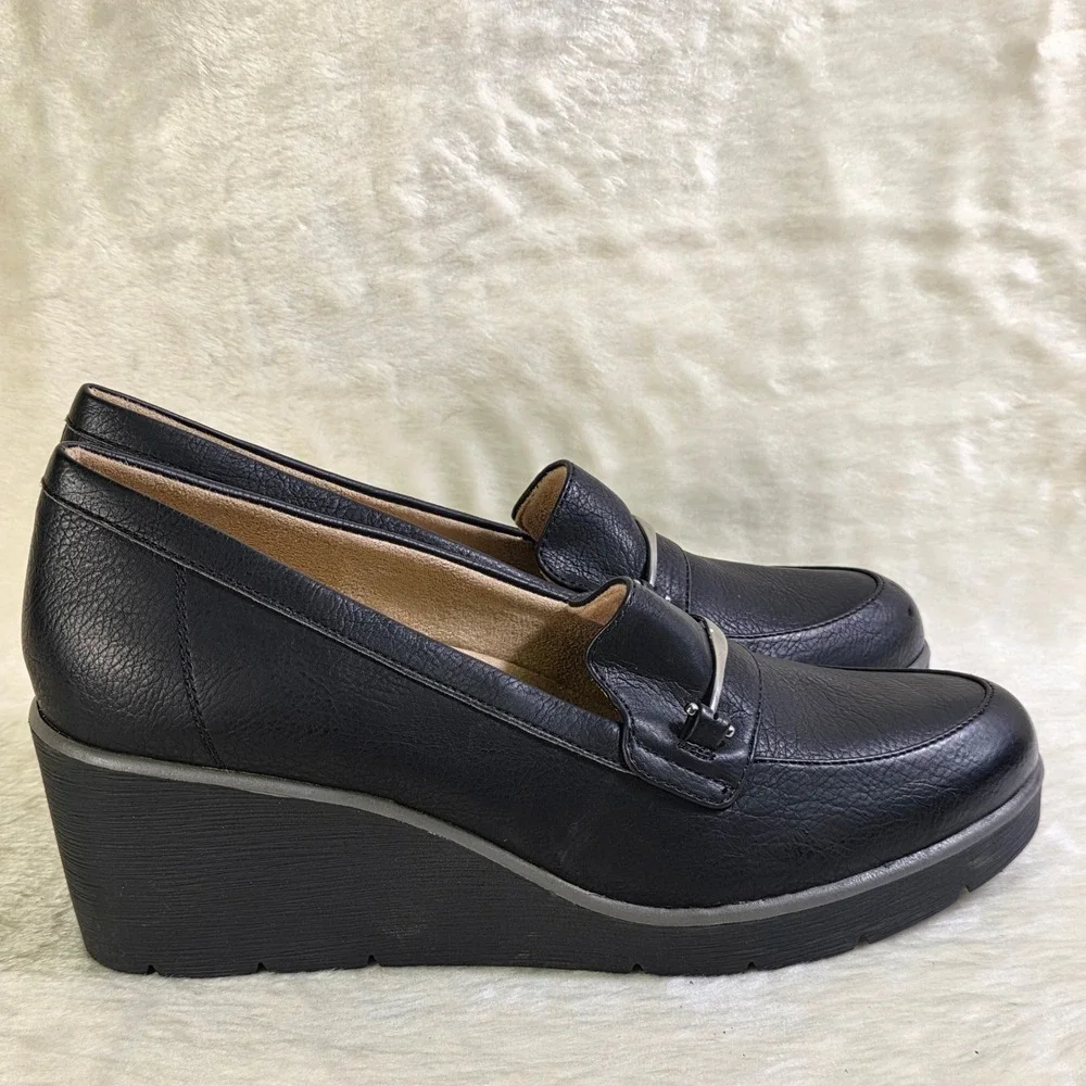 Soul Naturalizer Achieve Wedge Loafers Black Horsebit Womens 12M Excellent